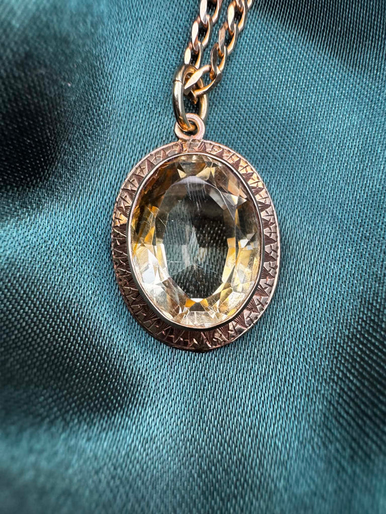Citrine Pendant in 9ct Gold with oval-cut citrine in gold setting