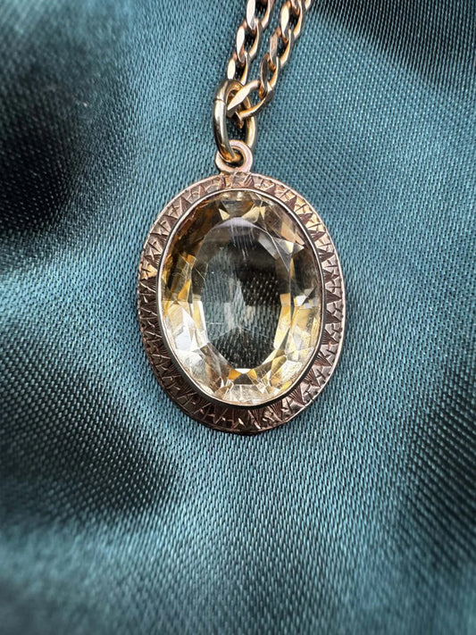 Citrine Pendant in 9ct Gold with oval-cut citrine in gold setting
