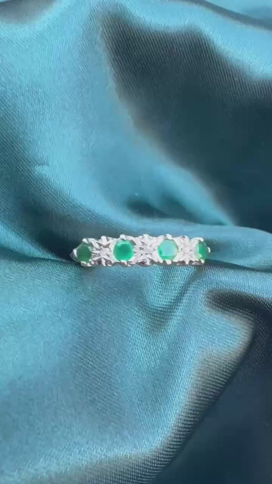 Diamond & Emerald Ring in 9ct Gold