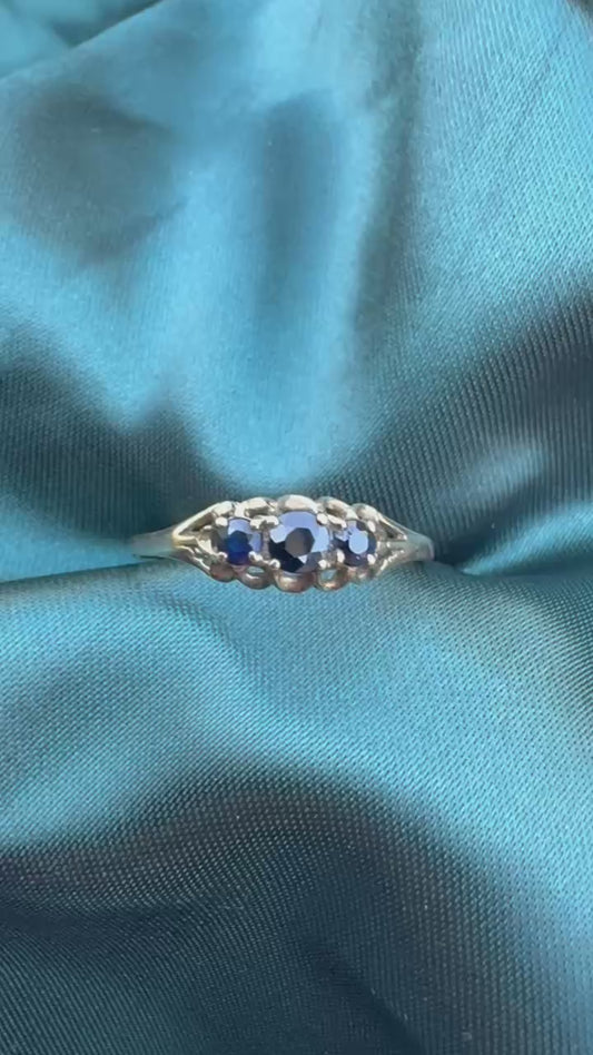 9ct Yellow Gold Sapphire Three-Stone Ring
